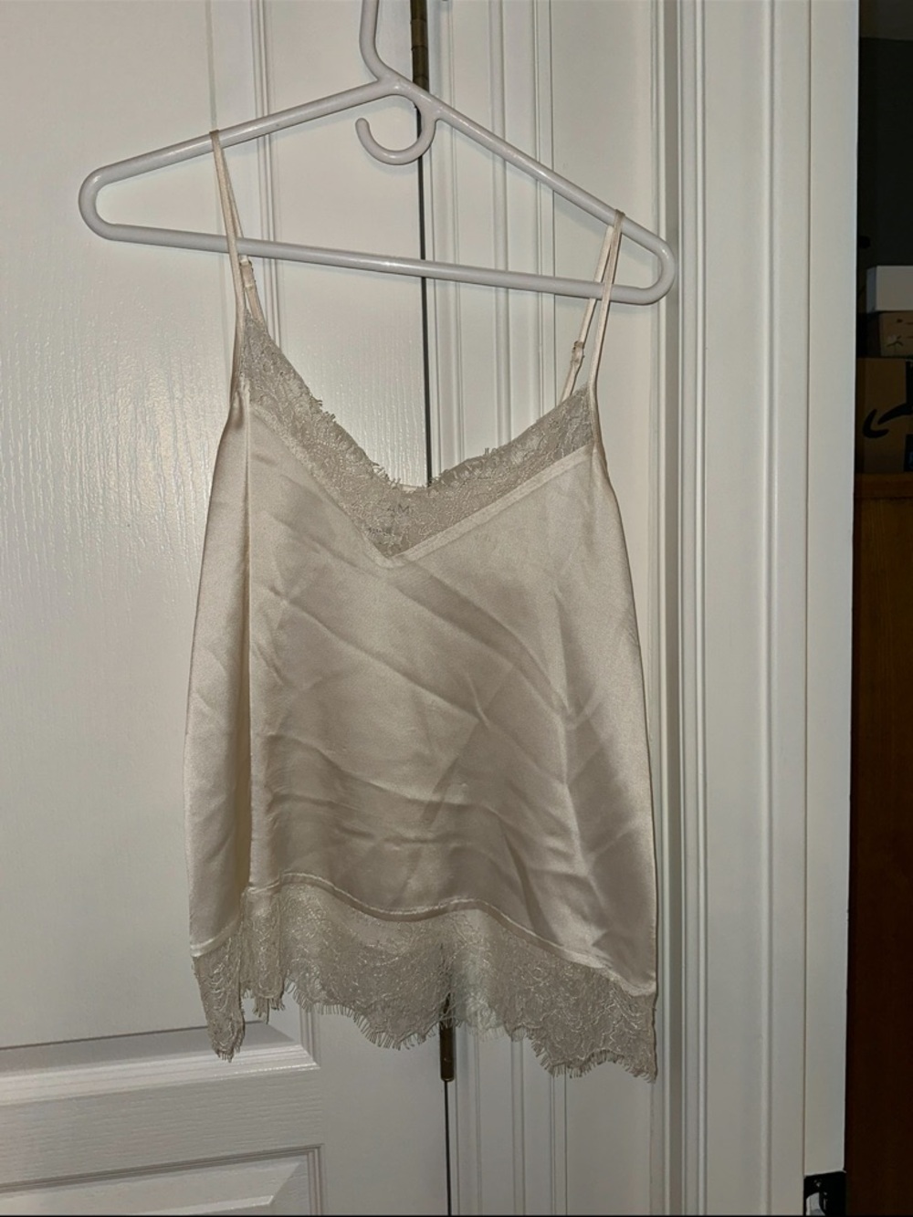 Cami NYC Lace-Trim Silk Cami in Ivory